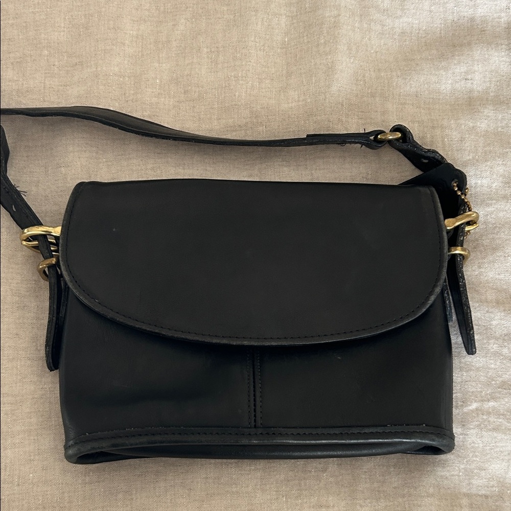 90s Vintage Coach Equestrian Small Flap Bag Style no 9801 Black